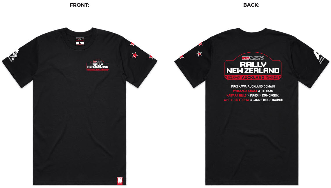 Repco Rally of New Zealand Signature Tee - Black  50% OFF APPLIED AT CHECKOUT, WHILE STOCK LASTS