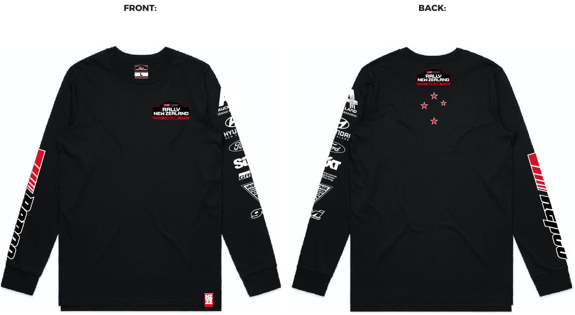 Repco Rally of New Zealand Long Sleeve Tee  - Black and Grey Marle  -  50% OFF APPLIED AT CHECKOUT, WHILE STOCK LASTS
